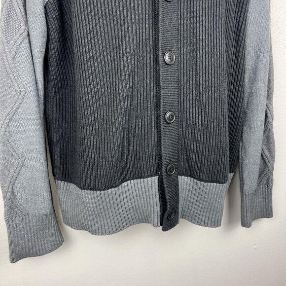 A|X Armani Exchange Sweater Men Extra Large Grey Cardigan Button Up Wool Blend - Picture 6 of 16